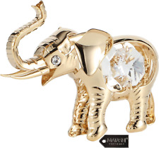 24K Gold Plated Crystal Studded Baby Elephant Ornament Home Decorative Animal Fi