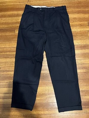 Vintage Tailored for Nordstrom By JB Britches Men Navy Blue Pant CUFFED Wool USA - Image 1 of 4