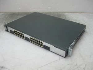 USED Cisco CATALYST 3750 SERIES WS-C3750G-24T-S 24PORT SWITCH + EARS - Picture 1 of 12