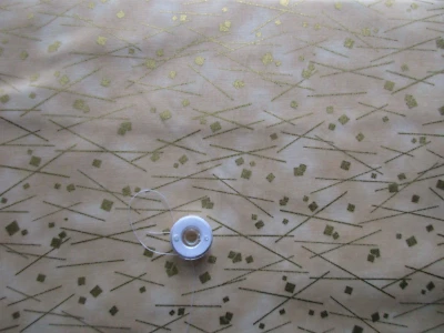 Metallic Gold Design on Yellow Cream Cotton Fabric 1 Yard Hoffman - Image 1 of 3