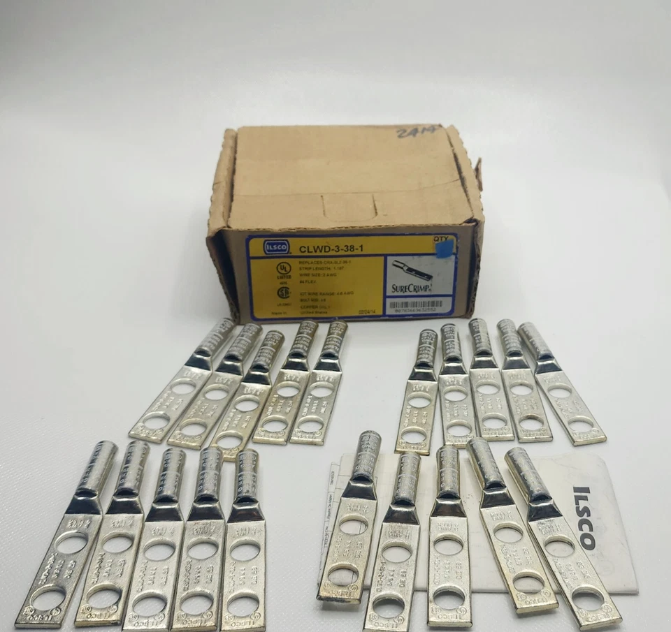  Ilsco CLWD-3-38-1 Surecrimp Copper Compression Lug Box Of 20 - Image 1 of 3