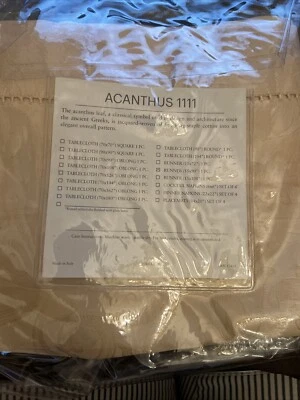 Sferra Acanthus Leaf Table Runner  15x 90 And 4 Placemats  Parchment  - Image 1 of 4