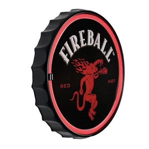 Fireball Red Hot Neon Luce LED Insegna Corda Cappello Bottiglia A Forma Bar Uomo Decorazione Grotta - Foto 1 di 8