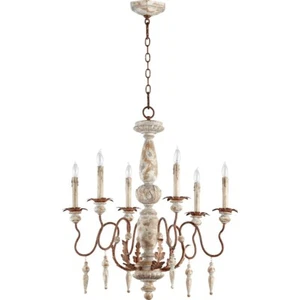 Quorum La Maison 6 Light Chandelier, Manchester Grey W/ Rust Accents - 6052-6-56 - Picture 1 of 1