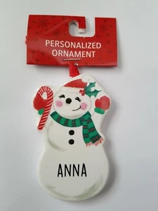 Adorno personalizado muñeco de nieve ANNA Navidad Ganz 3,5" cerámica vacaciones - Imagen 1 de 1