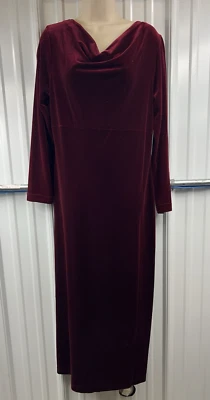 Vtg Kathie Lee Womens Dark red Velvet Maxi Dress 90’s Sz 8/10 Whimsygoth Cowl - Image 1 of 4