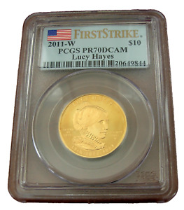 US 2011 W Gold 1/2 oz $10 PCGS PR70DCAM First Spouse Series Lucy Hayes