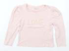 Matalan Girls Pink Viscose Basic T-Shirt Size 7 Years Round Neck Pullover - Love