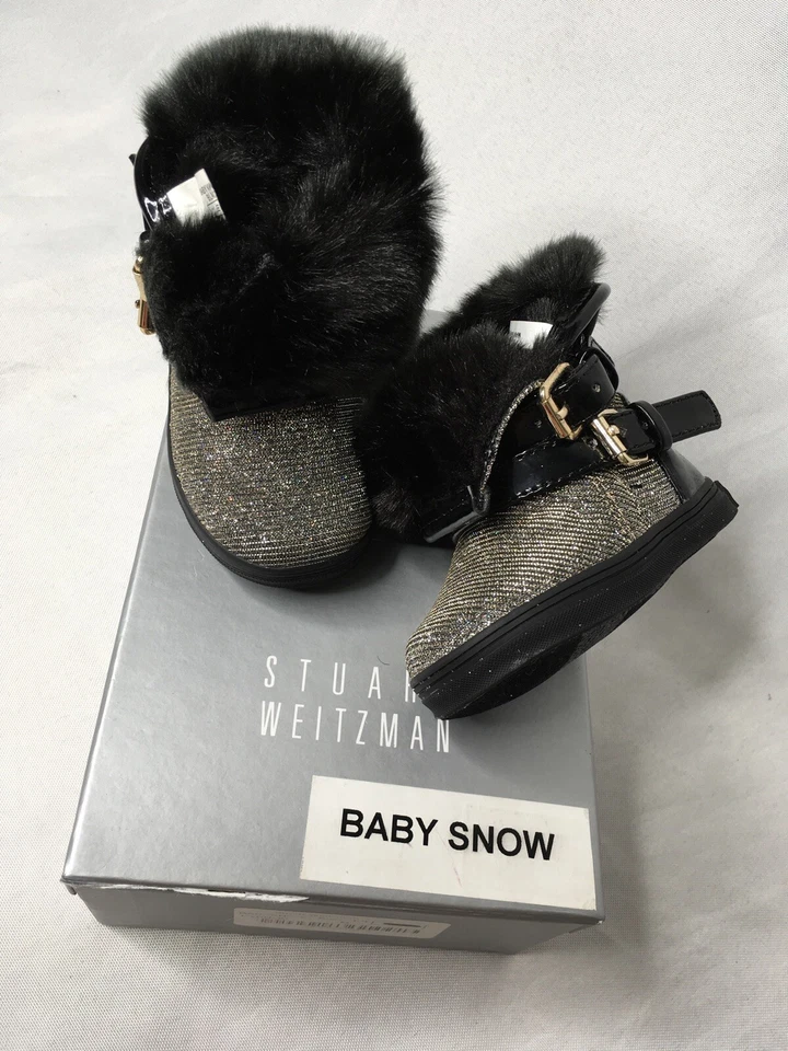 My First Stuart Weitzmans Bebé Botas de Nieve Niñas 'VANCE' 6 semanas-3 meses Piel Negra  Foto 1 de 4
