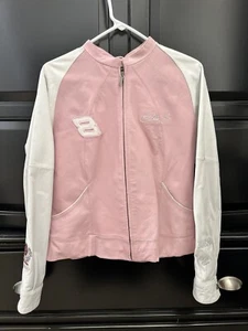 Dale Earnhardt Jr Wilsons Pink Leather Motorcycle Jacket Women’s M  - Picture 1 of 7