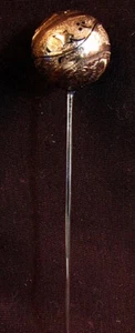 14KT GOLD HATPIN PICAY ENAMEL & ENGRAVING SOLID GOLD c.1880 - Picture 1 of 5