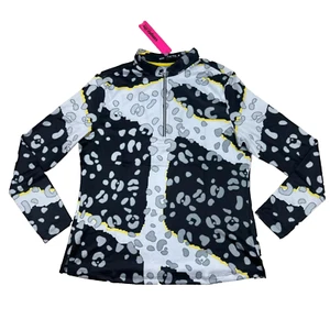 NWT Jamie Sadock Simplicite 1/4 Zip Golf Pullover Black, Yellow & Gray Print - Picture 1 of 2