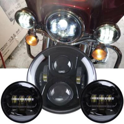 Светодиодная фара для Harley Electra Glide Classic 7 дюймов + противотуманные фары 4,5 дюйма - Изображение 1 из 4