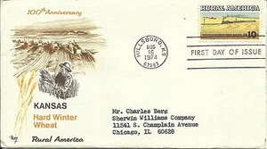 1974 HILLSBORO KANSAS 100th Anniversary Hard Winter Wheat First Day Cover - Picture 1 of 2