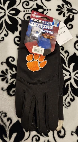 NWT FOCO Clemson Tigers Texting Gloves NEW One Size Fits Most NCAA BLACK College Cover