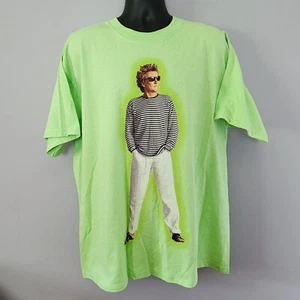 Y2K Vintage Rod Stewart Merch Tour Lime Green Cotton T Shirt size XL Neon 1999 - Picture 1 of 9