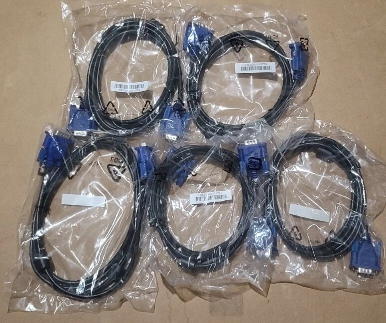 5x Lot 6ft Male To Male  VGA D-SUB Monitor Cable 15 Pin - Image 1 of 1