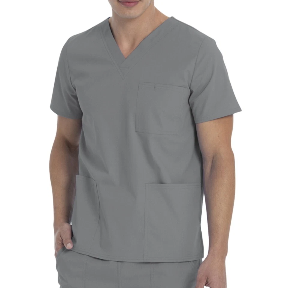Scrubstar Gray V Neck 3 pockets scrub Top Size M