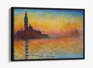 CLAUDE MONET, SAN GIORGIO MAGGIORE AT DUSK -FLOAT EFFECT CANVAS WALL ART PRINT