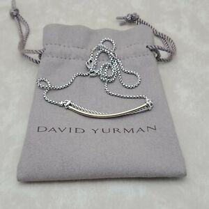 David Yurman Crossover Bar Cable Necklace With 18K Gold Chain 16-17 inches