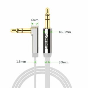 Ugreen 3.5mm Jack Audio Lead Aux Cable 90 Degree Right Angle iPhone Samsung MP4
