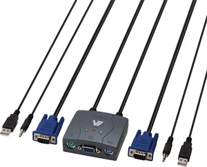 V7 KVM PS/2 SWITCH KS200 / KS200-2E Controlla 2 PC con unico monitor tast mouse - Photo 1/8