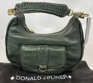 NWT Donald J Pliner Pebble Grain Nappa Soft Leather Green Shoulder Bag Purse  - Picture 1 of 18