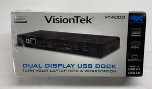 VisionTek Universal Dual 4K Monitor Laptop Docking Station HDMI DP VT4000 901005 - Picture 1 of 4