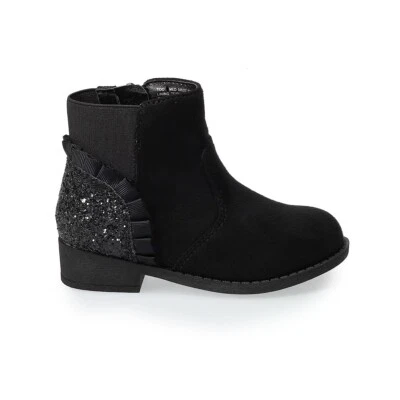 Jumping Beans Luella Black Sparkle Ankle Boots Toddler Girl Size 5 (5T) NEW - Image 1 of 3