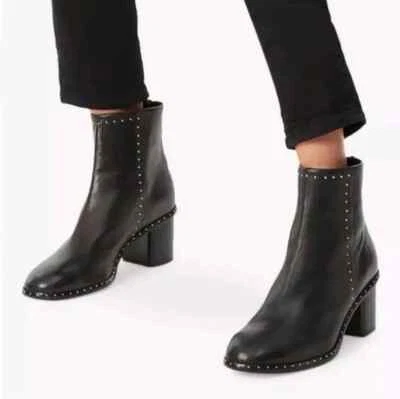 Rag & Bone Mujer Cuero Negro Sauce Plata Tachuelas Bota Cremallera Trasera Lujo 35 EE. UU. 5 Foto 1 de 4