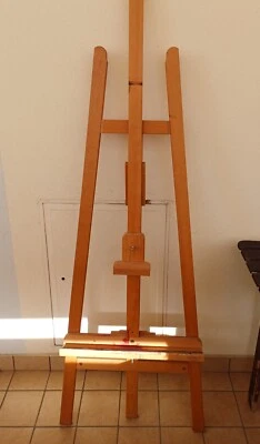 Cavalletto treppiede legno pittura disegno, 50 x 171 cm , buone condizioni  - Immagine 1 di 2