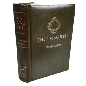 The Living Bible 1973 Tyndale House Book Faux Leather HB Green Translation VTG - Picture 1 of 13