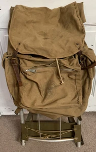 VINTAGE BOY SCOUTS TAN CANVAS CRUISER W/ FRAME HIKING OUTDOORS Backpack Bag - Picture 1 of 10