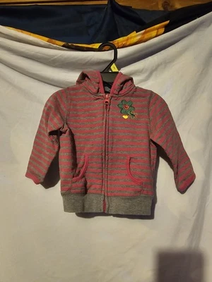 Girls Hooded Sweatshirt Faded Glory 24 Month Gray And Pink Stripe - Image 1 of 3