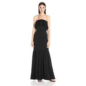 NEW NWT Jill Stuart Women's Strapless Ruffle Long Gown Black Sz 2 XS - Picture 1 of 5