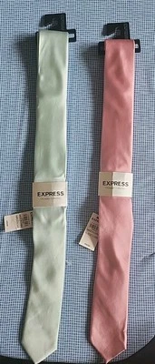 Express Men's Tie Mint Green And Pink 100%  Silk Wedding Business Formal New - Image 1 of 3