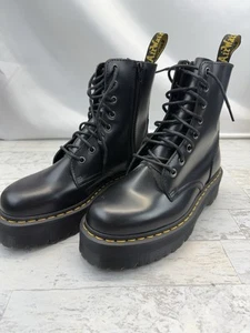 Dr. Martens schwarze Jadon 8-Loch-Plateaustiefel Leder Reißverschluss Seiten USMens 9 Damen 10 - Bild 1 von 21