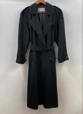 Jones New York Womens Black Wool Long Sleeve Belted Trench Coat Size M/L - Image 1 of 4