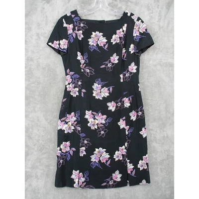 Vintage Jones New York Dress 8 Linen Floral Cottage Sheath Career Classic Lined - Image 1 of 4