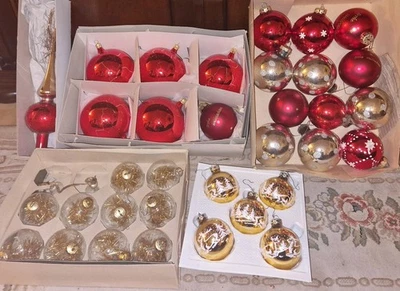 Konvolut Baumschmuck Christbaumkugeln Weihnachtskugeln Lauscha u.a. Baumspitze - Bild 1 von 4