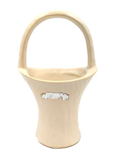 Early Rumrill by Red Wing Textured White Pottery Basket 6 in. w/Sticker Rum Rill - Picture 1 of 7