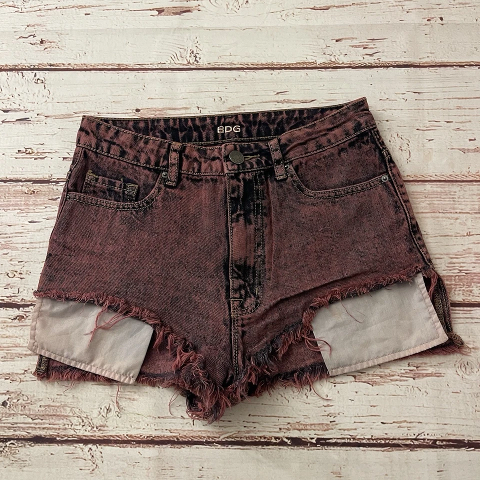 Pantalones Cortos de Jean BDG Urban Outfitters Lou de Tiro Alto Bajo 27 Rosa Lavado Foto 1 de 4