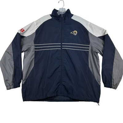 Chaqueta cortavientos Reebok NFL Team Apparel para hombre XL Los Angeles Rams azul cremallera Foto 1 de 4