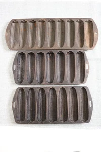 3 Vintage Cast Iron Cornbread Stick Pan One is Lodge 2 Unbranded - Picture 1 of 10
