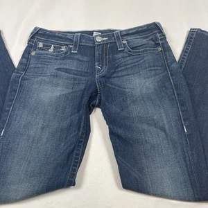 True Religion Damen Jeans Low Rise Größe 30 Stretch Skinny Pattentasche Blau Reißverschluss - Bild 1 von 10