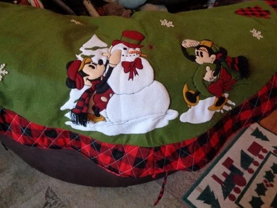 Disney Mickey Mouse Christmas Tree Skirt Green Red Buffalo Plaid - Image 1 of 2