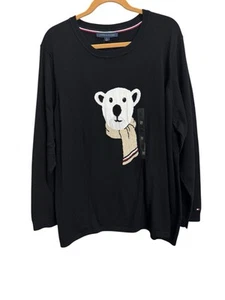 Tommy Hilfiger Women’s Sz 3XL Black Pullover Sweater Bear Graphic Front - Picture 1 of 12