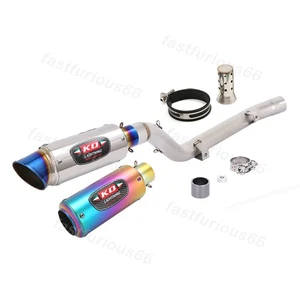 Exhaust Muffler Mid Pipe Blue Tips For Suzuki DRZ400E \ S DRZ400SM 2000-2024 - Picture 1 of 13