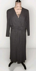 Jones NY - dunkelgraues Fit & Flare Strickkleid mit geraffter Taille - Damengröße 16 - Bild 1 von 3