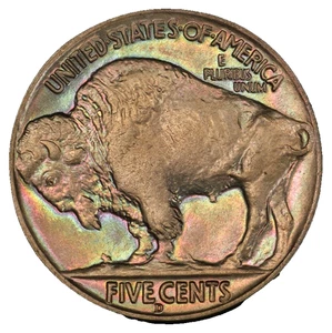 1937-D Buffalo Nickel PCGS MS-66 Toned End Roll Album Toning Rainbow - Picture 1 of 9